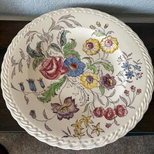 Vernon Kilns Mary Lou Floral Serving Platter Vintage CA Pottery Cottagecore